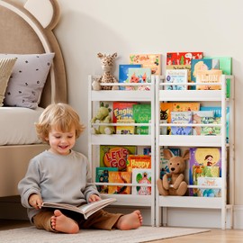 Kids Bookshelf - Wall Mounted 6-Tier Book Shelf for Kids Rooms, Behind the Door Bookshelf for Kids/Baby/Toddler, 15"W Corner Wall Book Shelf for Bedroom/Nursery, Kids Organizer for Toys and Books