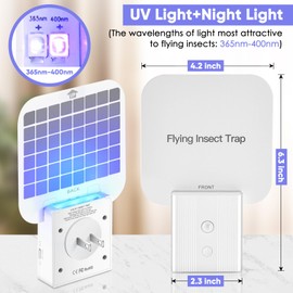 Fly Trap Indoor,2 in 1 Plug in Fruit Fly Traps for Indoors with Auto Night Light for Home，Fruit Flies,Mosquito, Flies, Moths，Gnat Traps for House Indoor(2 Device + 10 Glue Cards)