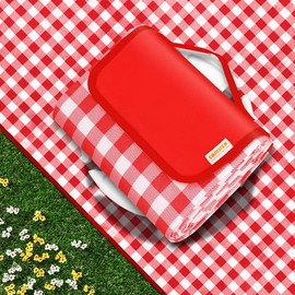 SAMSIER Manta Picnic Grande, Tapete Picnic Impermeable, Prevención de La Arena, Playa Camping al Aire Libre (150 x 200cm, Rojo)