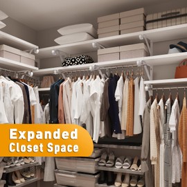 6Pcs Closet Rod Brackets, Sturdy Closet Rod Holders Heavy Duty Shelf Brackets, Multifunctional Closet Rod Support Bracket for Indoor Outdoor, Easy to Install (White)