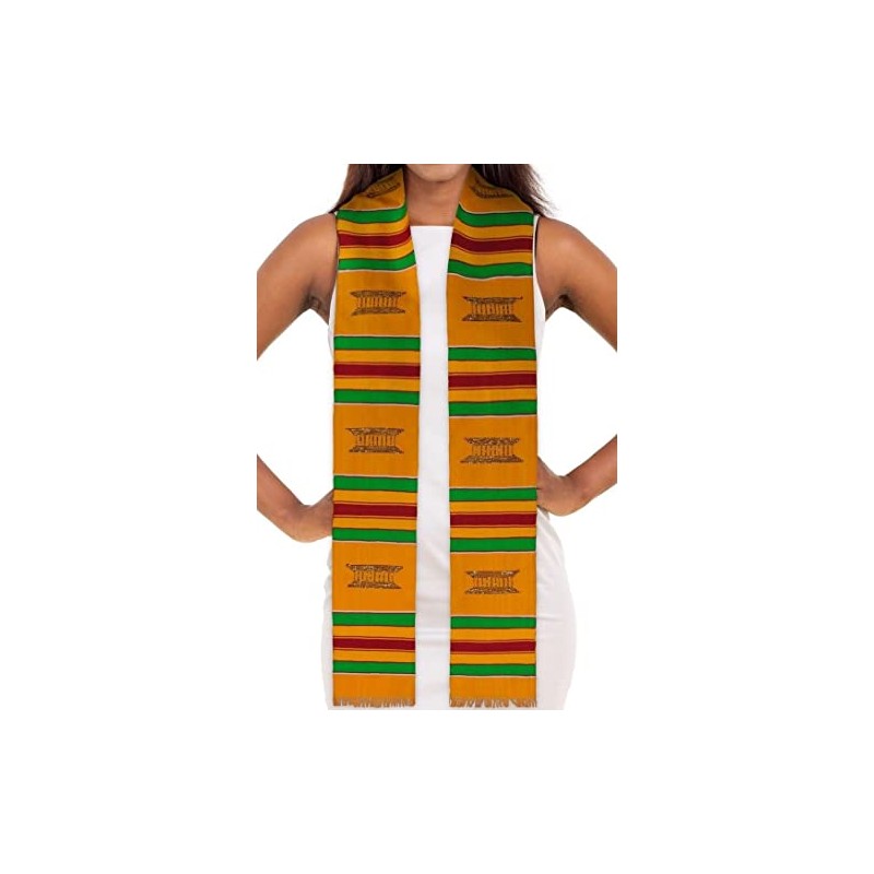 ADVANSYNC Kente Cloth Graduation Stole Red, Yellow or Purple (Yellow)
