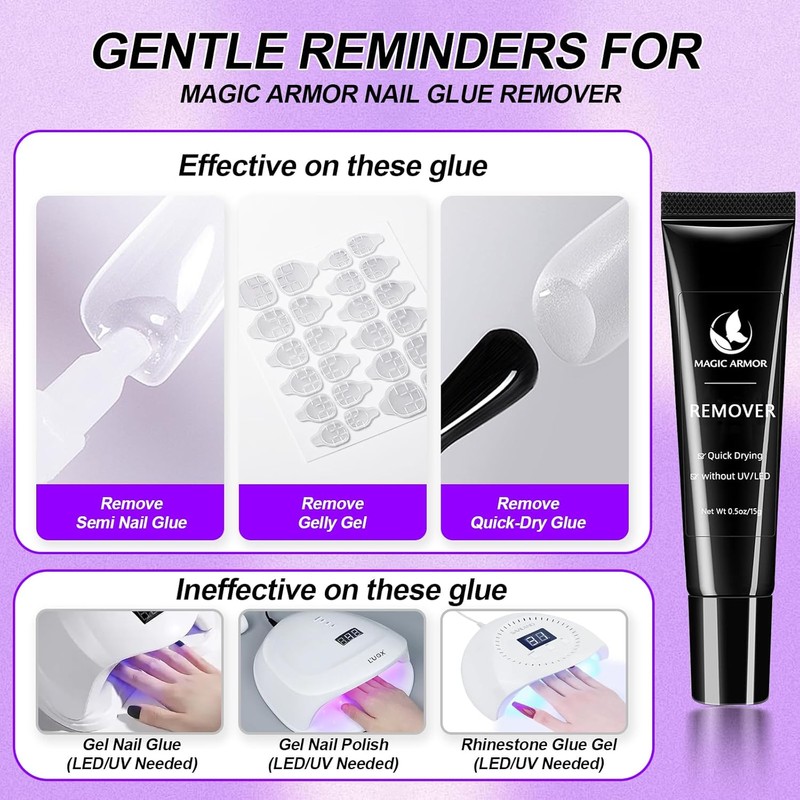 MAGIC ARMOR Pressure-resistant nails and 15g remover with cuticle pusher
