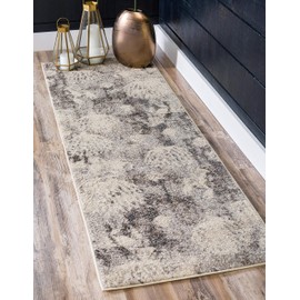 Unique Loom Positano Collection Coastal Modern Coral Lobster Shells Light Gray Runner Rug (2' x 7')
