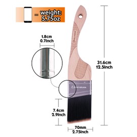 ROLLINGDOG 2.5 Inch Angled Paint Brush - Trim Brush for Painting Wall Cutting in Corners and Edges(Stiff Filament)