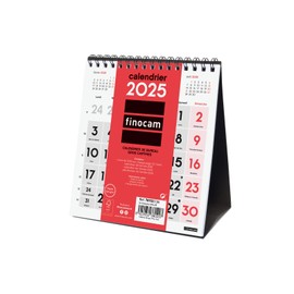 Finocam – 2025 Large Numbers Neutral Desk Calendar 1 Month Per Page January 2025 – December 2025 (12 Months) French