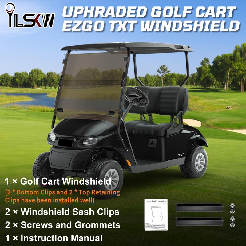 iLSKW Golf Cart Foldable Windshield For EZGO TXT 1995-2013 5MM