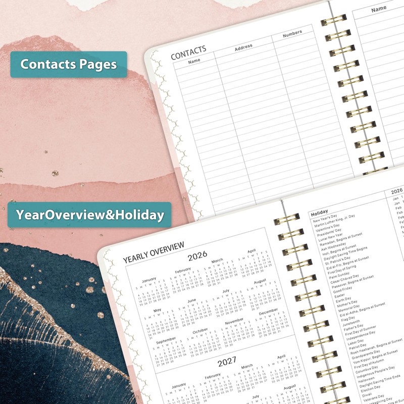 2026 Planner - 2026 Planner Weekly and Monthly Spiral Bound,