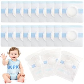 30 Piezas Parche para Ombligo de Bebe, OPUEW Parche para Hernia Umbilical, Suave y Ligero, No Irrita la Piel, Lmpermeable, Apto para Bebés con Ombligo Prominente