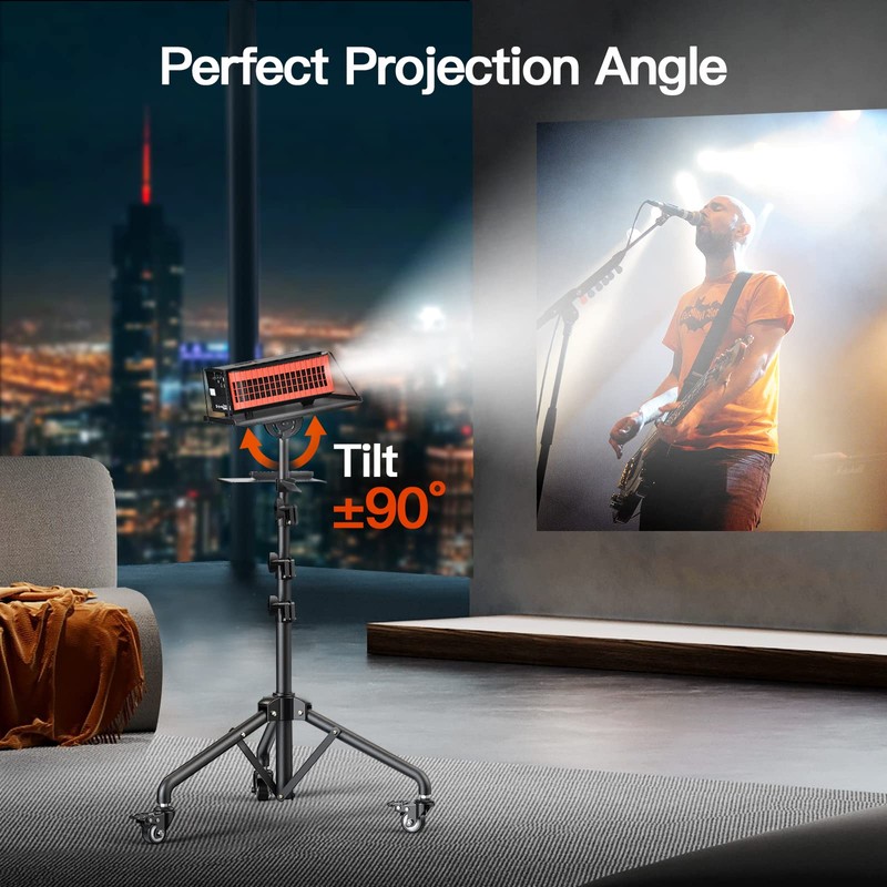 Amada Projector Stand with Wheels, Height Adjustable Rolling Stand with