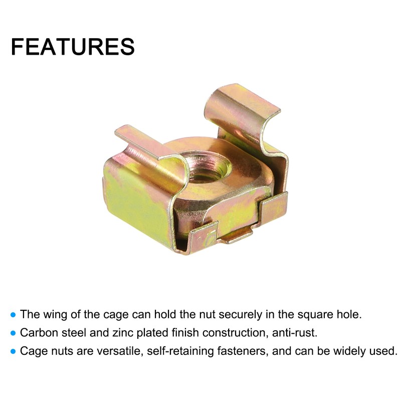 sourcing map M4 Cage Nuts for Server Rack Cabinet, Carbon