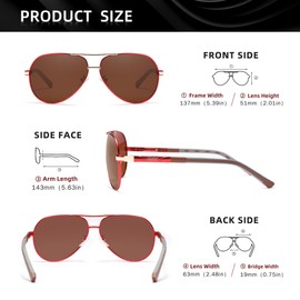 KINGSEVEN Männer Vintage Aluminium polarisierte Sonnenbrille klassische Marke Sonnenbrille Beschichtung Linse treibende Brille für Männer/Frauen (Rot Braun)
