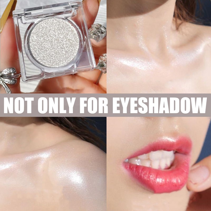 Glitter White Eyeshadow, Shimmer White Single Eye Make-Up Fine Powder