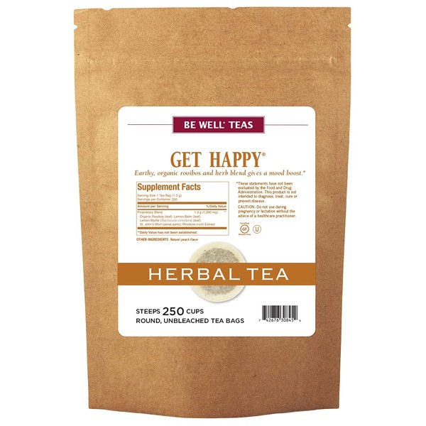 The Republic of Tea Be Well Teas No. 13, Get Happy Herbal Tea For Lifting Your Spirits, Refill Pack of 250 Tea Bags