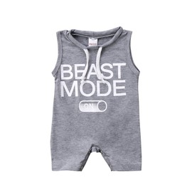 Newborn Infant Baby Boy Beast Mode Sleeveless Short Romper Jumpsuit Summer Clothes