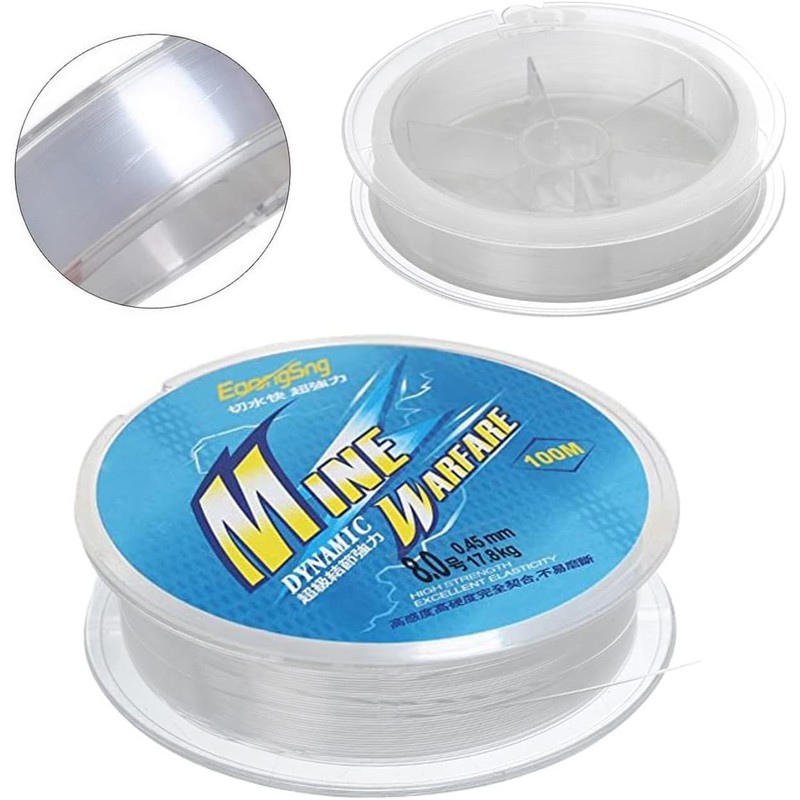 HENWUBEI 2 Roll Fish Line Nylon Thread Clear Fishing Wire