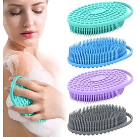 Exfoliating Body Scrubber Silicone, Compact Lightweight Accessory for Travel and Daily Use - Silicone Body Scrubber 4 Pack