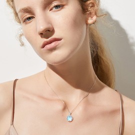 HUKKUN Mermaid/Celtic/Paw/Tree of life Necklace for Girls Sterling Silver Abalone Shell/Moonstone Pendant Necklace Birthday Jewelry Gifts for Daughter, Sterling Silver, Moonstone