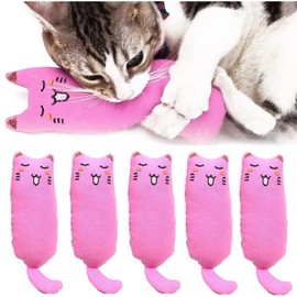 EBIEFLY 5Pcs Pet Cat Toy Contains Mint Pure Cotton Fabric for Tooth Grinding, Durable Removal, Clean Tooth Brushing, Cute Cat Mouse Shaped Gift (Pink)