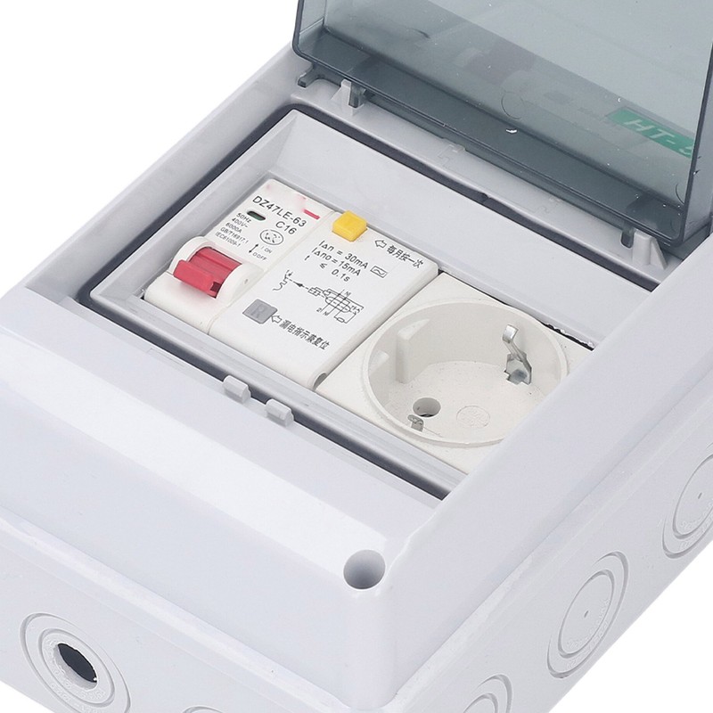 Circuit Breaker Box Waterproof 2 Holes EU Socket 250VAC Power