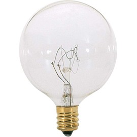 Satco A3922 130V Candelabra Base 25-Watt G16.5 Light Bulb, Clear