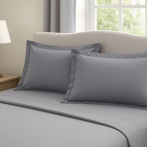 Bed Pillow Cases 2Pack Egyptian Cotton - 200 Thread Count