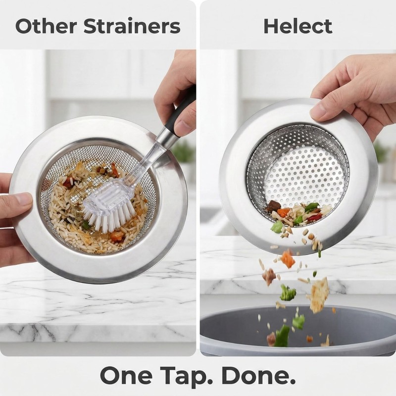 Helect 3-Pack Kitchen Sink Strainer, Stainless Steel Drain Filter with