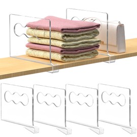 WEITELAI Clear Shelf Dividers, Closet Verticalshelf Dividers for Closet Organization Handbags and Clothes Sweaters, Purse Organizer Divider, for Bedroom (4)