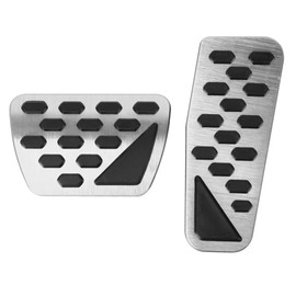 Beetech Works 2PCS Non-Slip Aluminum Pedal Covers Compatible with JeepWrangler JL/JLU (2018–2025) & Gladiator JT (2020, 2021, 2022, 2023, 2024, 2025), Automatic Transmission Foot Pedal Pads (Silver)