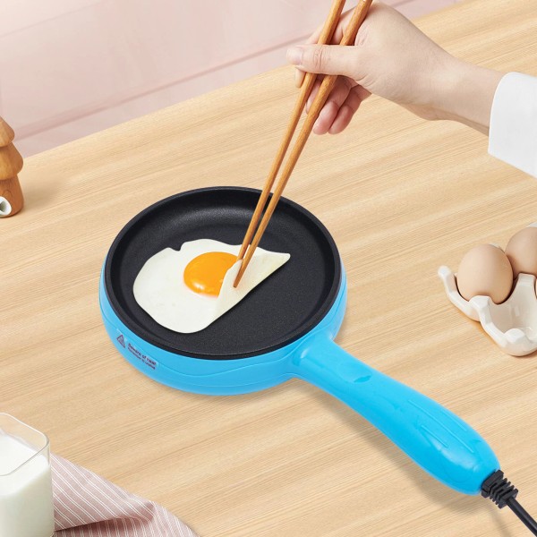 Unbranded Modern Electric Skillet Non-Stick Electric Skillet Blue Round Mini