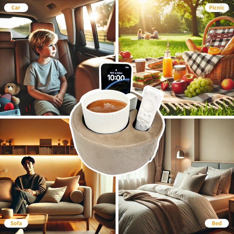 Couch Cup Holder Pillow, Sofa and Bed Organizer Caddy for