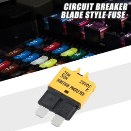 A ABSOPRO Circuit Breaker Blade Style Fuse 20A 28V Manual Resettable for Car Marine Metal Yellow (Set of 5)