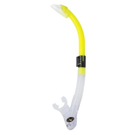 SAEKODIVE Aquata Semi-Dry Top Snorkel - Scuba Diving and Snorkeling Gear for Adults (Clear/Fluorescent Yellow)