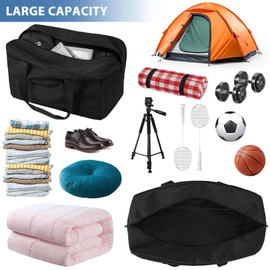 24'' Large Duffel Bag, 70L Foldable Travel Duffel Luggage Bag Sports Bag, Weekend Overnight Travel Bags, Sturdy & Water Resistant, Black Storage Bags for Airline, Moving, Packing, Travel, Camping