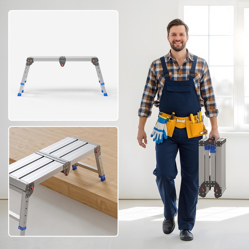 Loyoda Folding Work Platform for Adults, Aluminum Foldable Step Stool