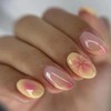 Uñas postizas francesas con flores 3D - Uñas postizas cortas