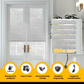 LazBlinds 1" Vinyl Mini Blinds for Doors, Cordless French Door Blinds for Privacy, Light Filtering Privacy Horizontal Shades for Front Door Patio Sidelight Glass Door, 18" W x 24" H, Grey