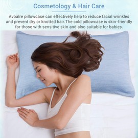 Avoalre 2Pack Cooling Pillowcases for Hair and Skin 50x75cm Double-Sided Cold Pillow Case Cover with Arc-Chill Cooling Fiber(Q-Max＞0.4) Hidden Zipper Helps Sleep Hypoallergenic Bleu