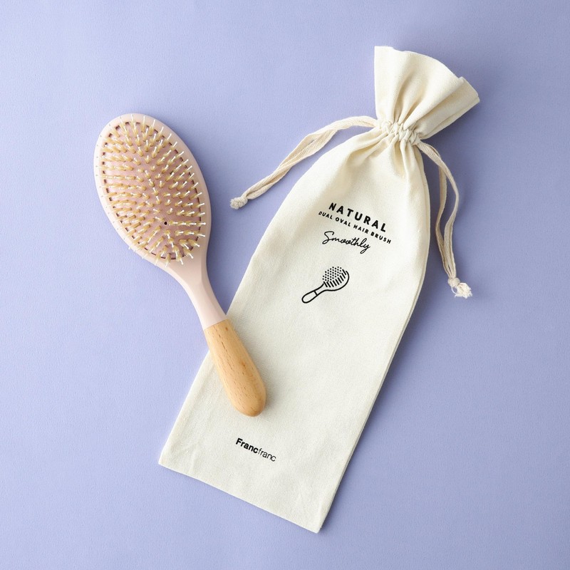 Francfranc Franc Dual Oval Hair Brush, Natural