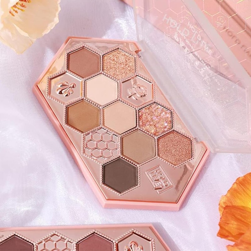 SNS Cute Honeycomb Eyeshadow 12 Colors Makeup Palette, Honey Tea