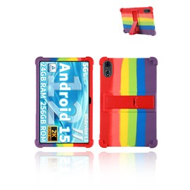 for QDDQ TAB9 Android Gaming Tablet,12" 2.5K Ultra Clear Display Tablet Model Case,Soft Silicone Adjustable Stand Cover Lightweight Kids Friendly,Rainbow.