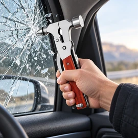 15-in-1 Car Emergency Multi-Tool for Roadside Use – All-Steel Safety Hammer with Window Breaker and Pliers