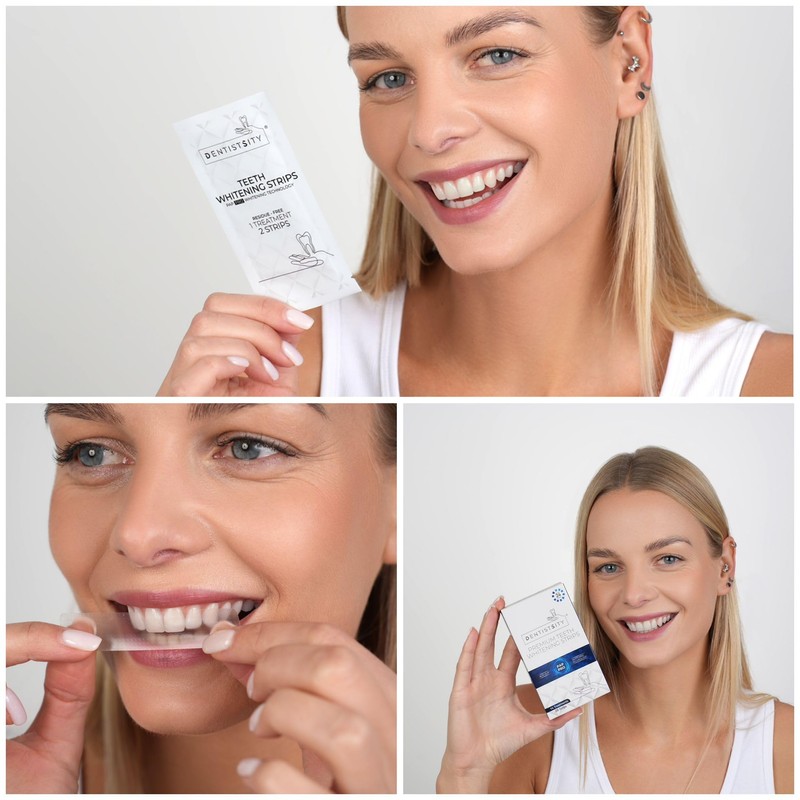 DENTISTSITY Teeth Whitening Strips - Professional Non-Peroxide Formula, 14-Day Treatment