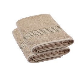 Maisonette Classy Bath Towel Large (70 x 140 cm, Pack of 2) - 100% Cotton Beige Towels for Shower, Sauna