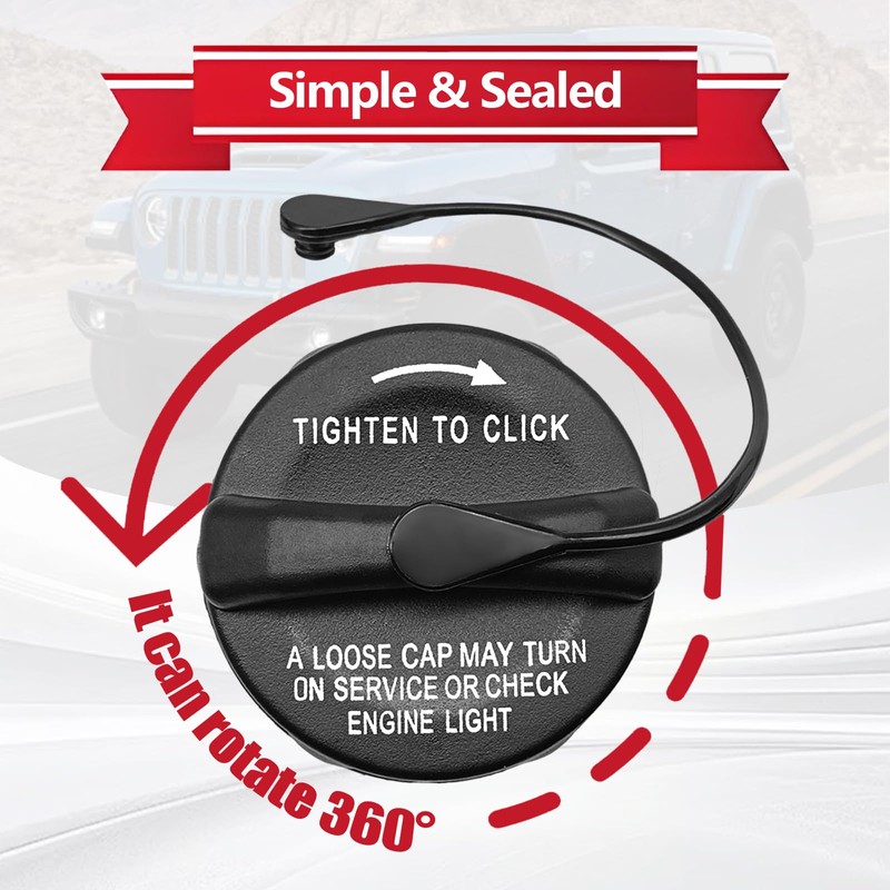 Fuel Gas Cap Replacement 52030377AB, 52124512AA, 52100552AG - Compatible with