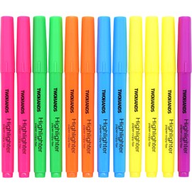 TWOHANDS Highlighters Assorted Colors,Chisel Tip Marker Pens for Home & Work,12-Count,21304