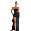 Women's Sexy Strapless Backless High Split Long Maxi Dress Ruched