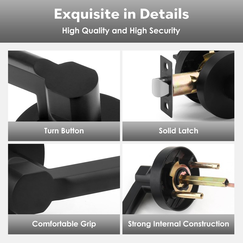 ANNFUZ Round Passage Lever Door Handle Without Key, Non-Locking Heavy