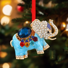 D24TIME Elephant Ornament-Elephant Christmas Ornaments-Metal Teal Christmas Tree Elephant Ornament for Women Tribe Elephant Decor for Home Elephant Friendship Ornament Keepsake Gifts for Women Kids