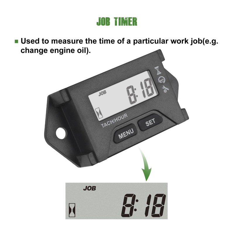 Yooreal Digital Maintenance Operating Hour Meter Tachometer for 2 or