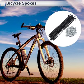 RATCHROLL 1 Set Universal Bicycle Spokes 13G 141mm Length Bike Wheel Spokes Nipple Black 45 Steel
